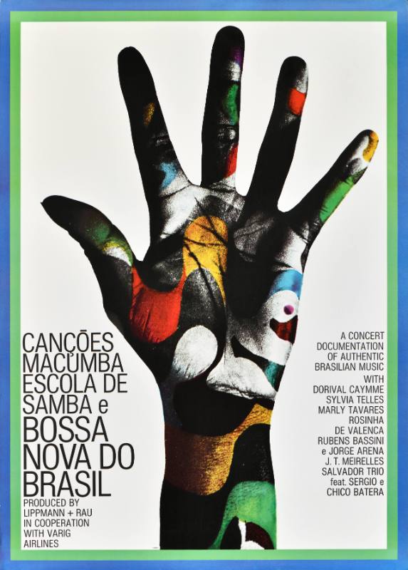 A poster of a hand covered in paint.