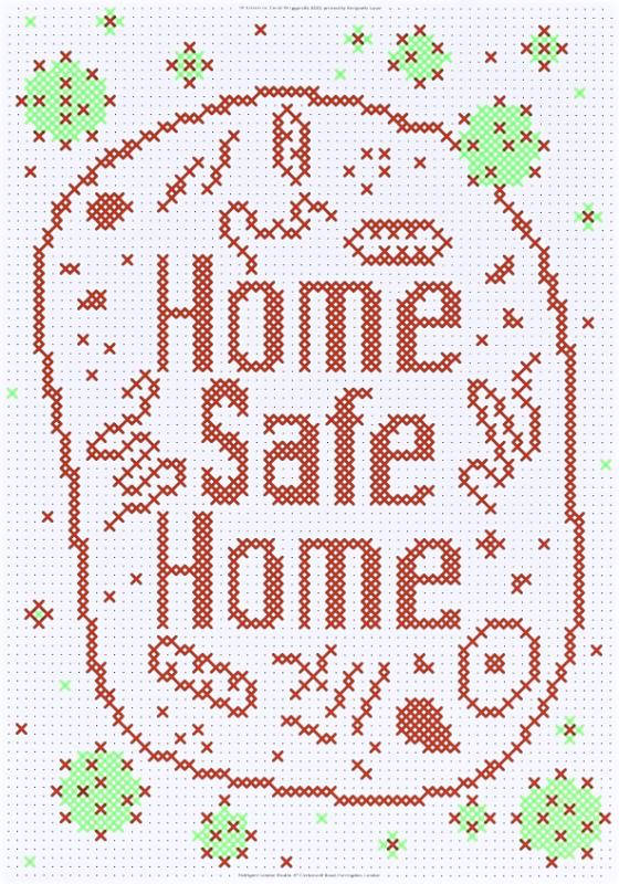 A poster of text and cartoon viruses made out of imitation embroidery