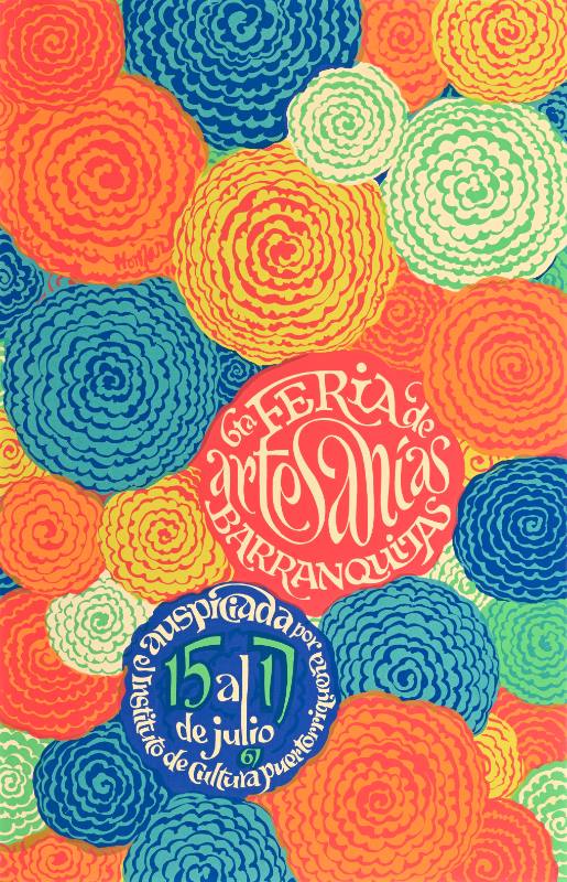 A poster of colorful abstract roses with handwritten text spiraling inside two flowers Image