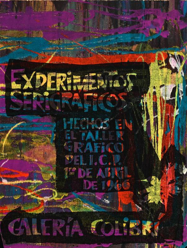 A poster of text on a colorful scribbled background