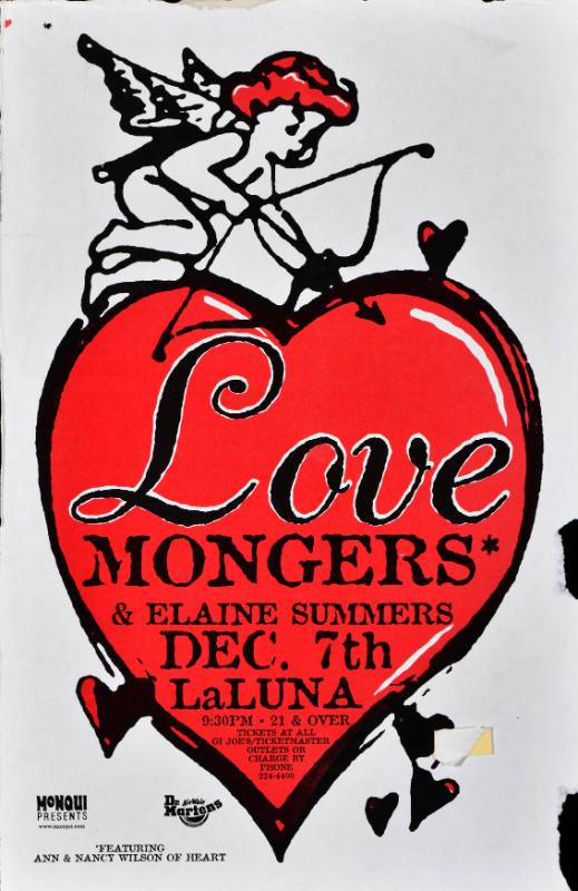 A poster of a cartoon heart and cupid on a white background