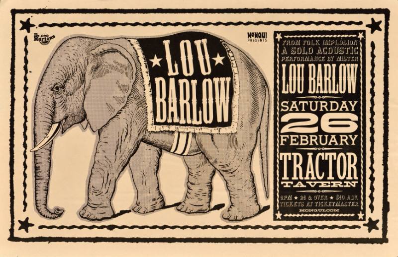 A poster of a cartoon elephant with text printed like a circus ticket