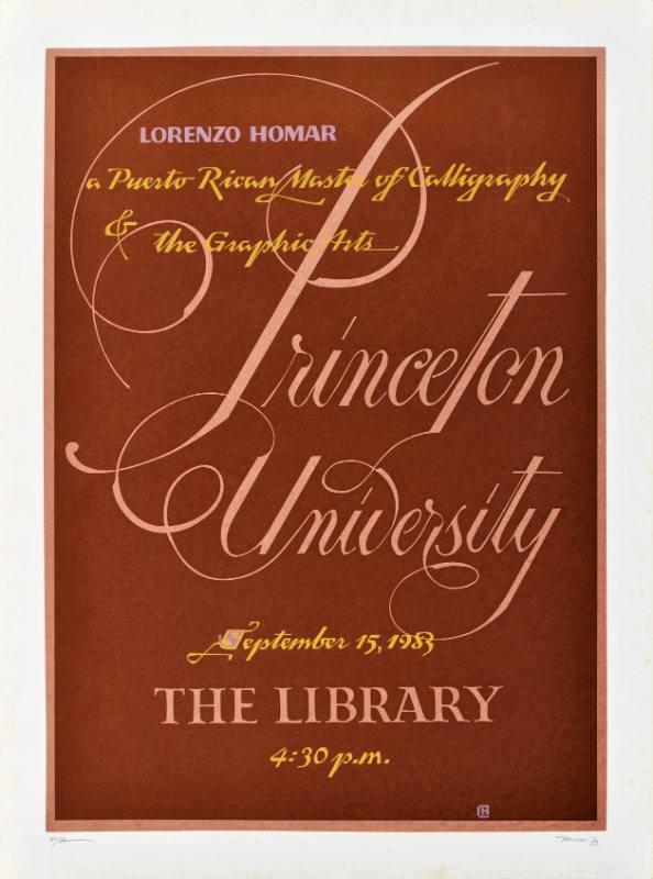 A poster of pink cursive text on a red background