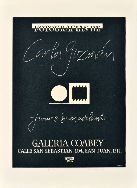 A poster of white cursive text and geometric shapes on a grey background