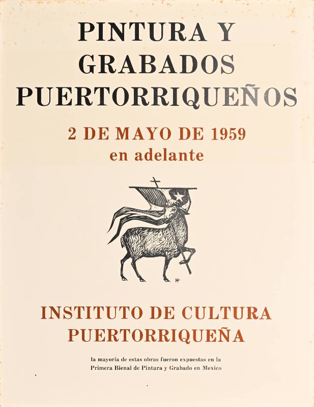 A poster of a horse and a banner on a beige background