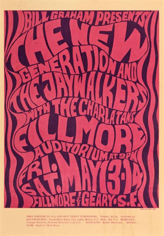 A poster of psychedelic pink text on a dark pink background