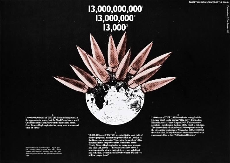 A poster of nuclear missiles coming out of the earth