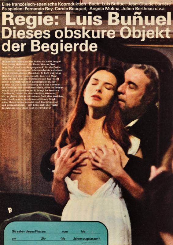 A poster of a white man and woman embracing