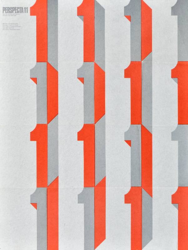 A poster of rows of the number 1 printed in red and grey