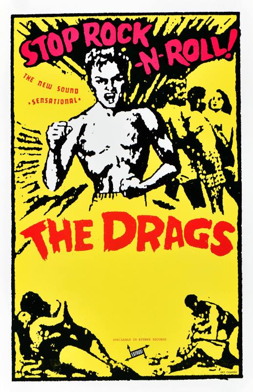 A poster of a shirtless man flexing his muscles in front of a group of women