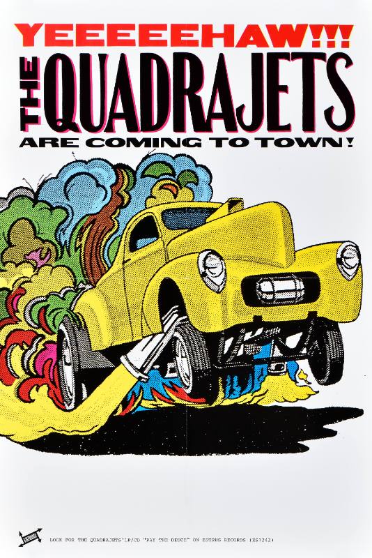 A poster of a yellow car driving away from a fire