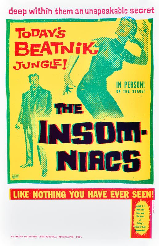 A poster of a man and a woman dancing printed in green on a yellow background