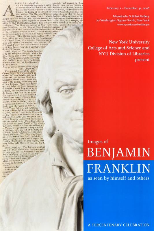 A poster of a statue of a white man with long hair