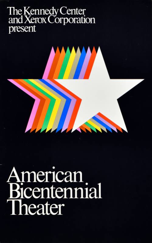 A poster of rainbow stars arranged in a row on a black background