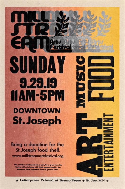 A poster of dense text and leaves on an orange gradiant background