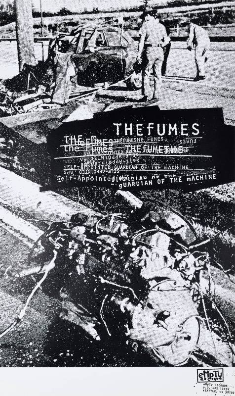 A poster of a group of white men and women crowding around a car crash