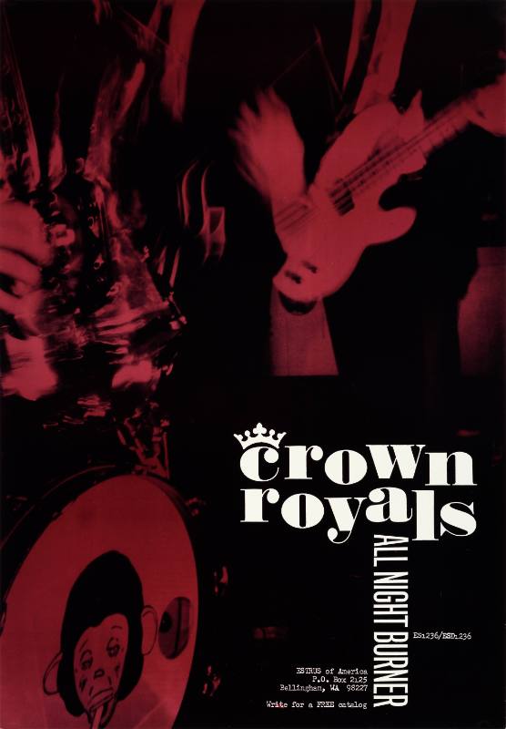 A poster of a band playing a concert printed in red and black