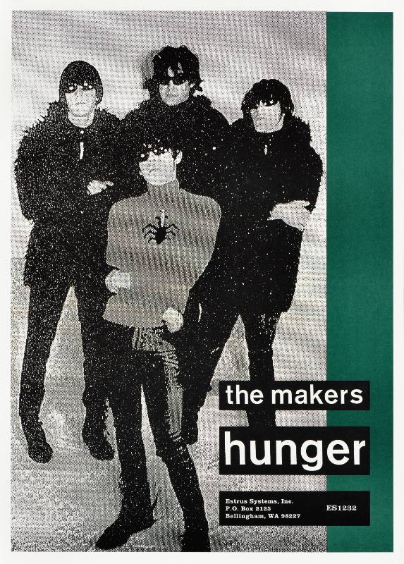 A poster of white men printed on a green background