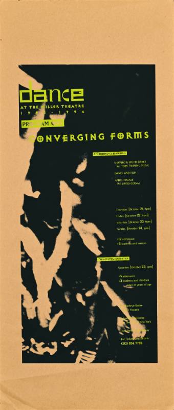 A poster of a blown out photograph of a crowd on a beige background