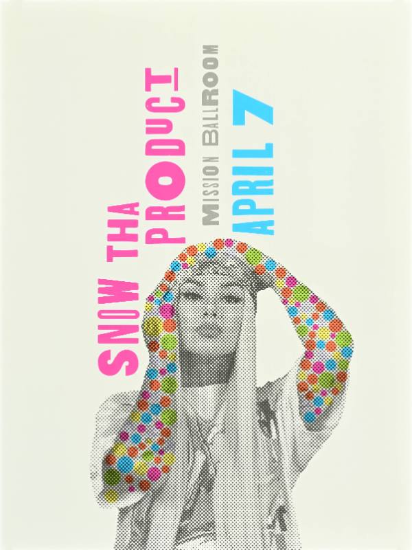 A poster of a woman with spots on her arms on a white background