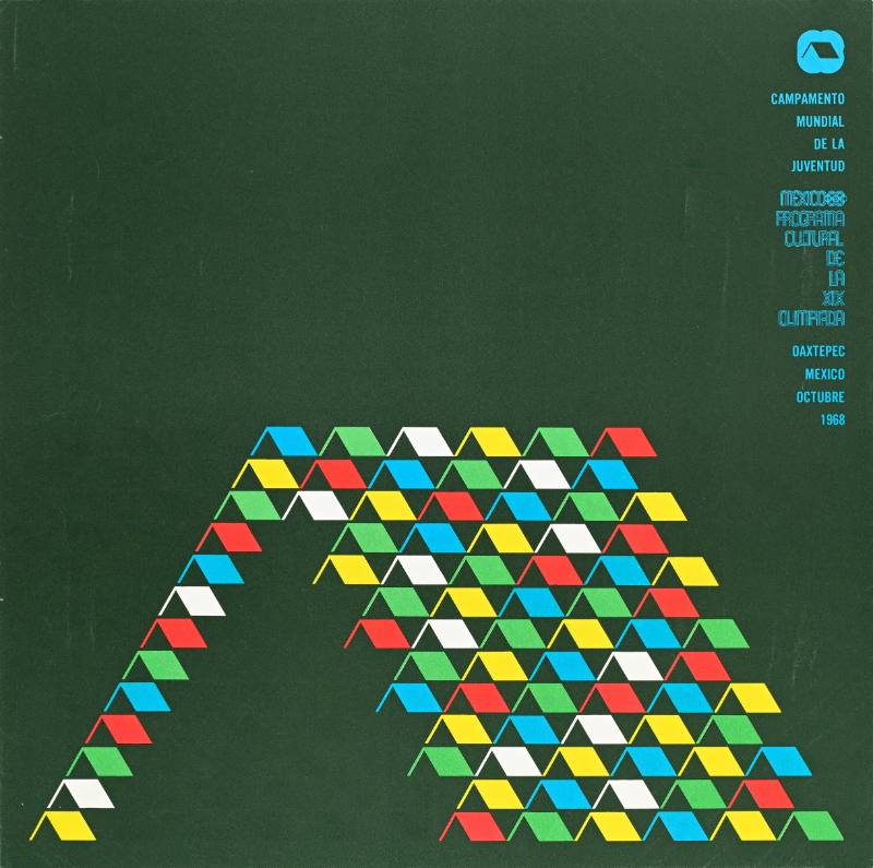 A poster of colorful diamonds arranged in the shape of a tent