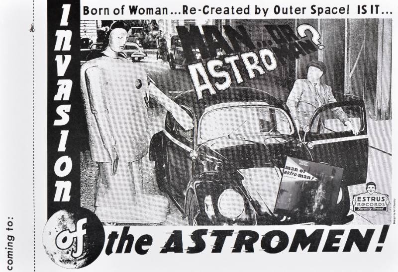 A poster of a group of men standing in front of a car