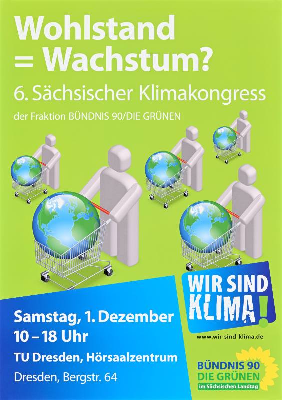 A poster of grey faceless people pushing shopping carts with the earth in them