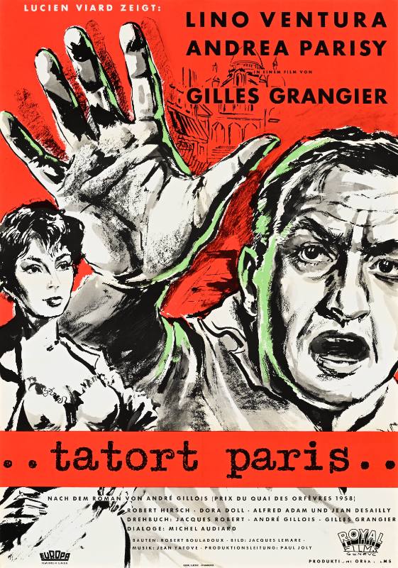 A poster of a man with his hand raised next to a woman in lingerie
