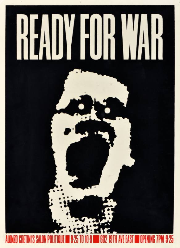 A poster of an abstracted man's face screaming