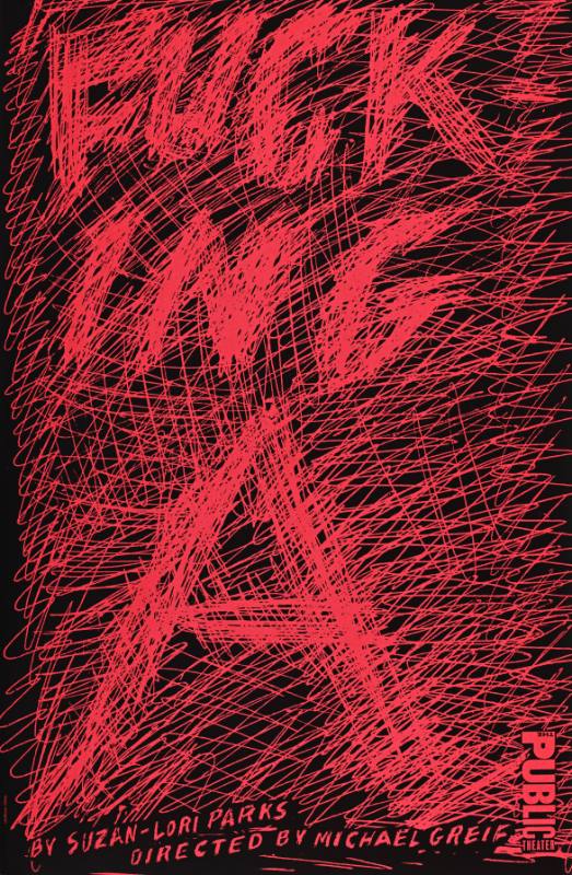A poster of scratchy handwritten text on a red and black background