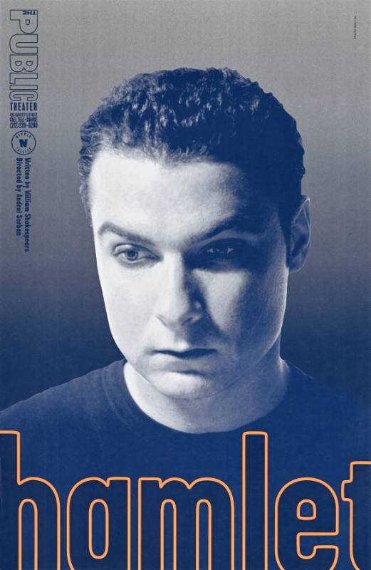 A poster of a white man with a serious look on his face printed in blue