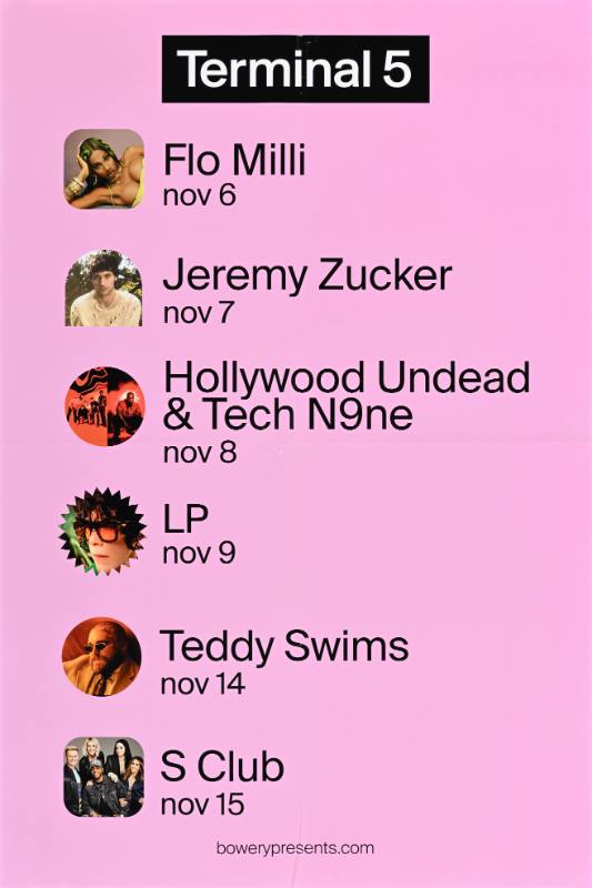 A poster of black text on a pink background