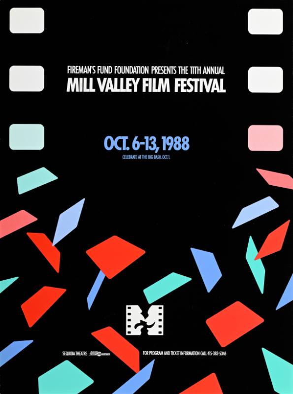 A poster of colorful rectangles on a black background