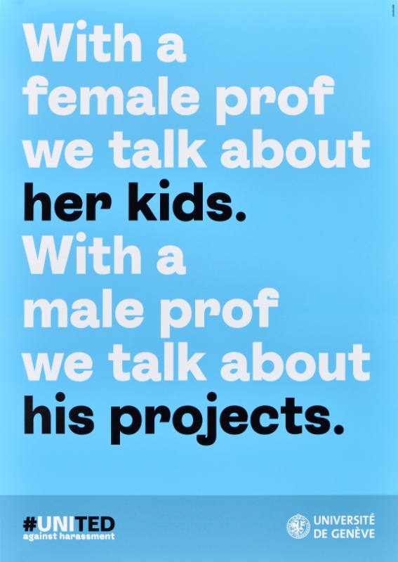 A poster of white and black text on a blue background