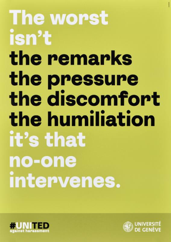 A poster of white and black text on a green background