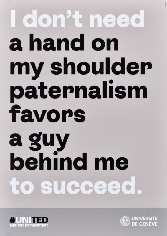 A poster of white and black text on a tan background