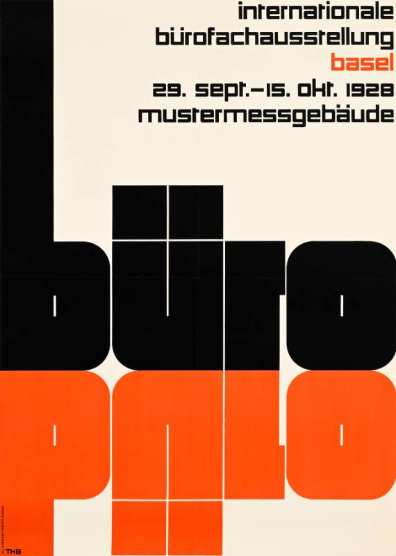 A poster of bold red and black text on a white background