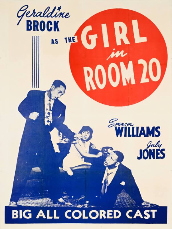 A poster of two Black men fighting in front of a scared looking Black woman