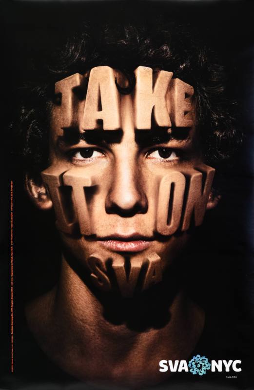 A poster of a man with text coming out of his face