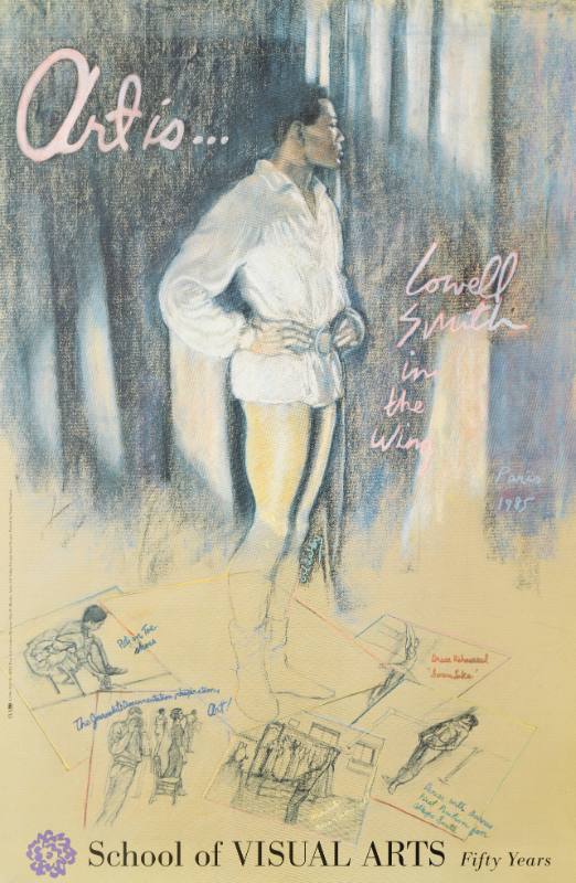 A poster of an actor waiting in the wings of a theater