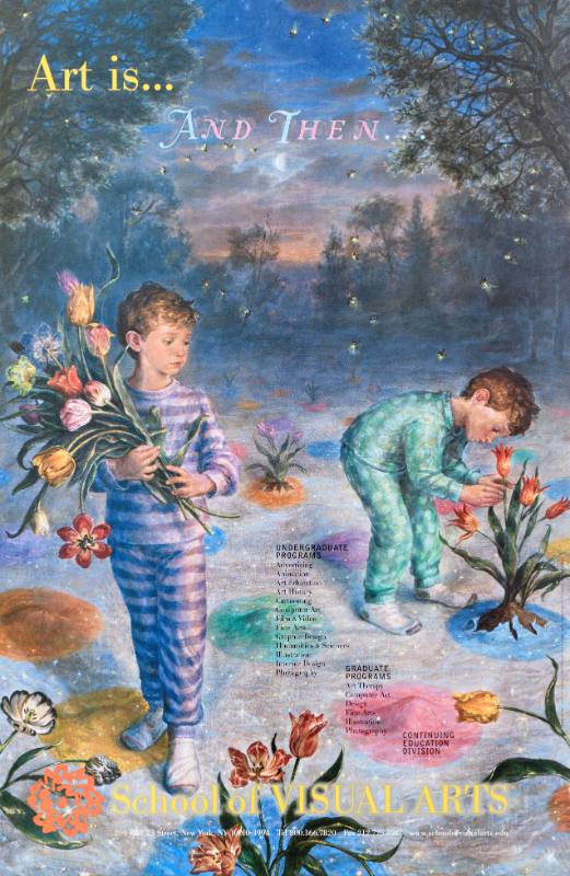 A poster of a boy sniffing magical flowers