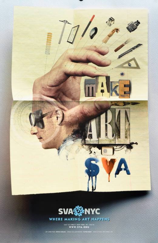 A poster of a man with a hand coming out of his head reaching towards eclectic metal type