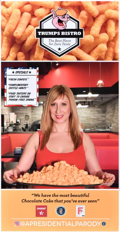 A poster of a menu with a pig at the top of it
