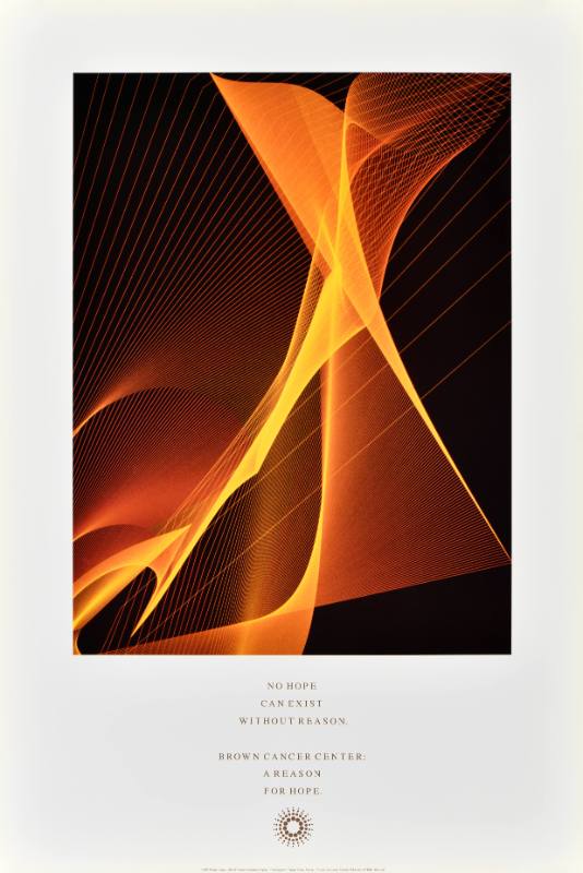 A poster of golden abstract geometric lines on a white background