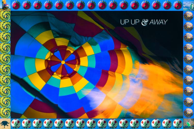 A poster of a colorful rainbow geometric spiral