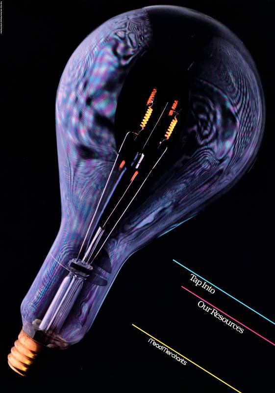 A poster of a lightbulb on a black background