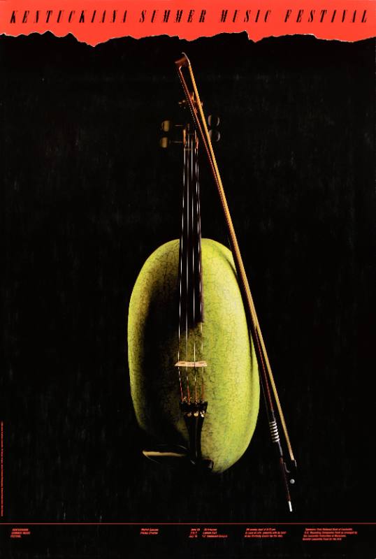 A poster of a fiddle on a black background