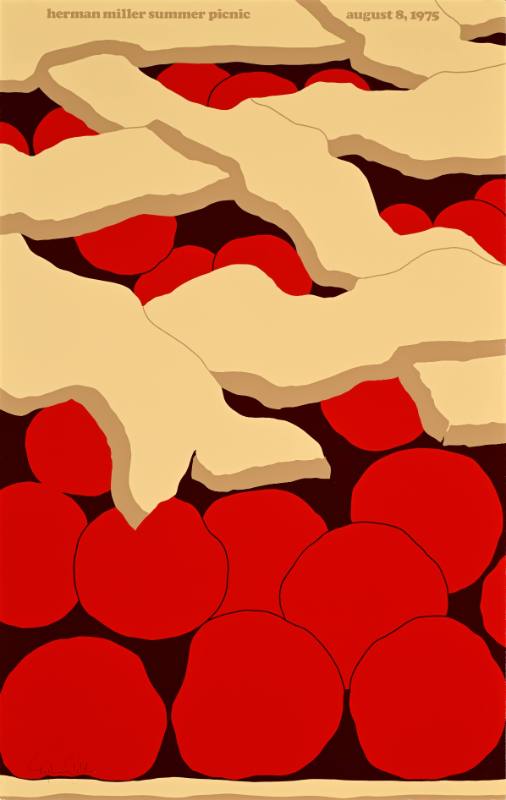 A poster of a close up view of a cherry pie