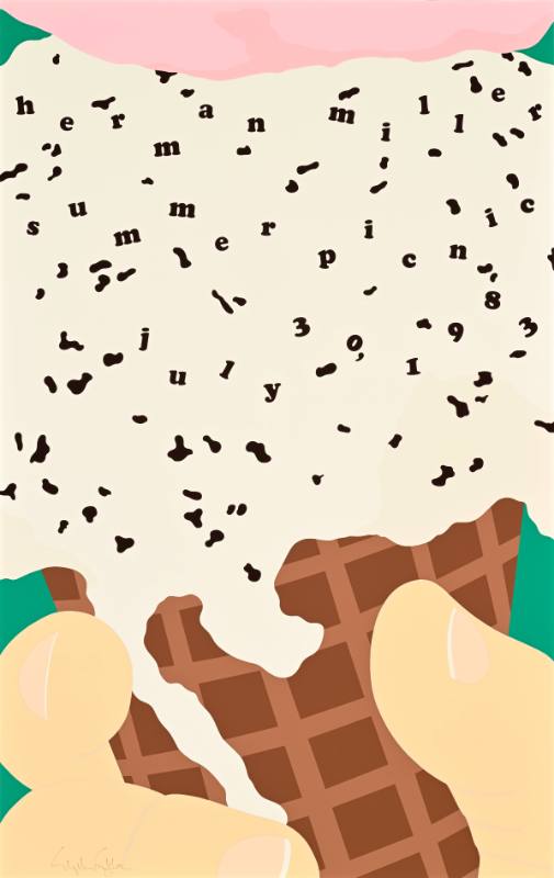 A poster of a close up view of a geometric ice cream cone