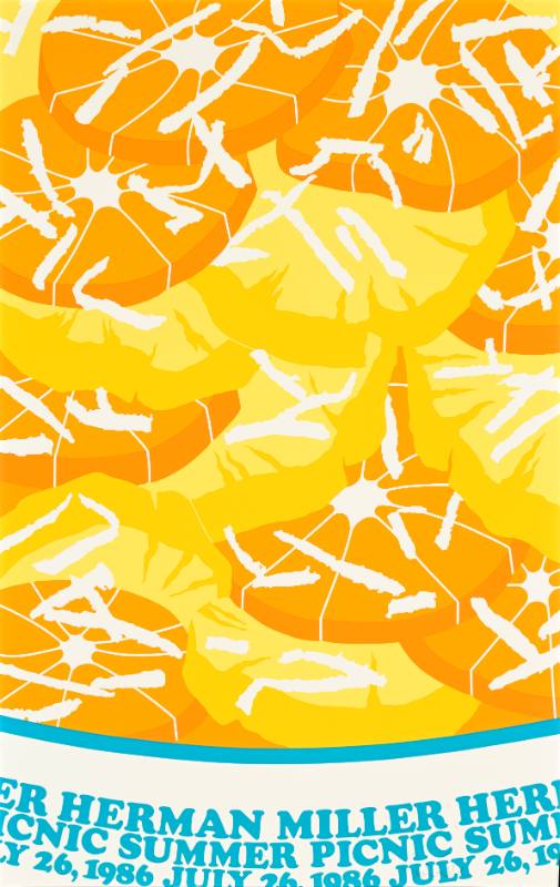 A poster of a close up view of geometric orange slices